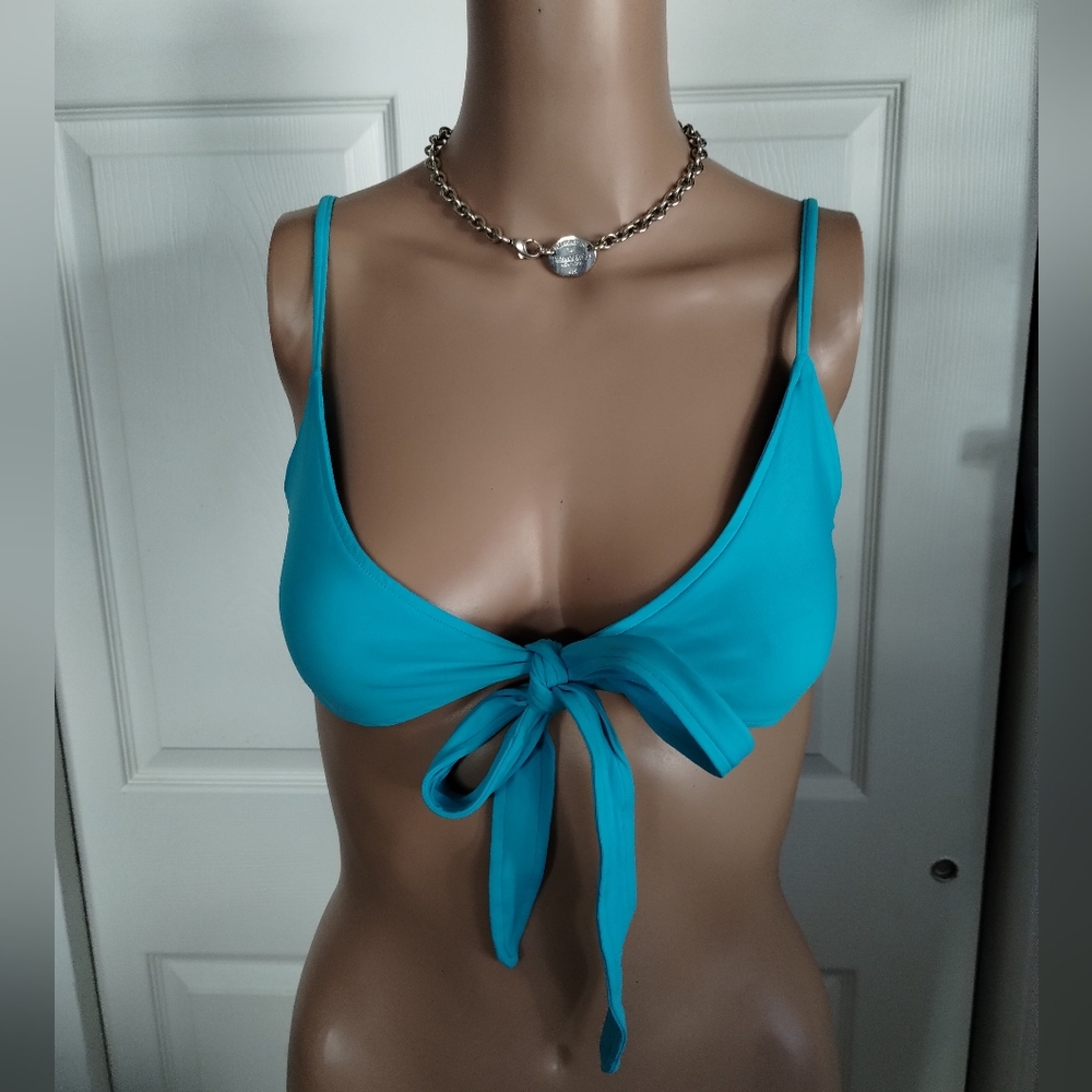 L Space Chic Turquoise Tie-Front Bikini XS